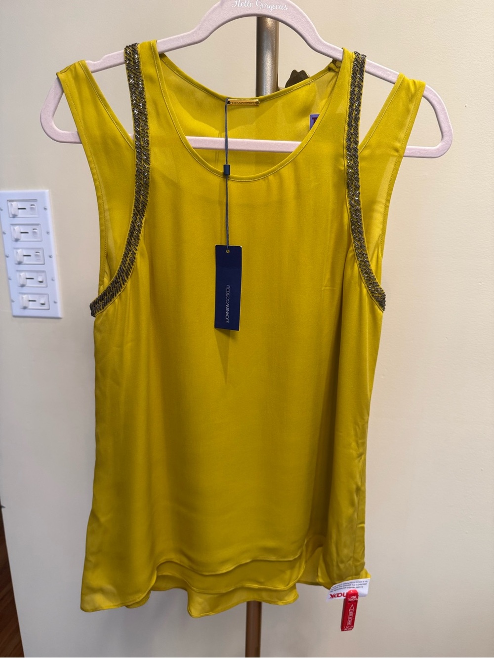 Rebecca Minkoff Chartreuse Sleeveless Camisole with Braided Straps